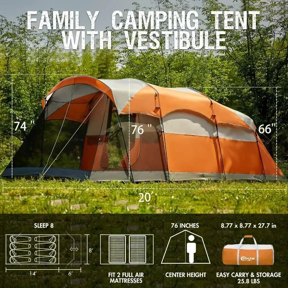 Spacious Camping Tent with Screened Porch