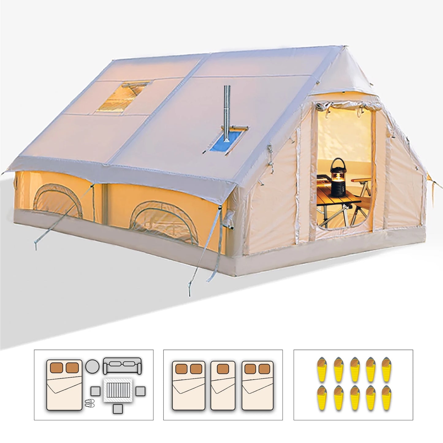Spacious Inflatable Camping Tent – Quick Setup with Hand Pump, Adventure-Ready Shelter