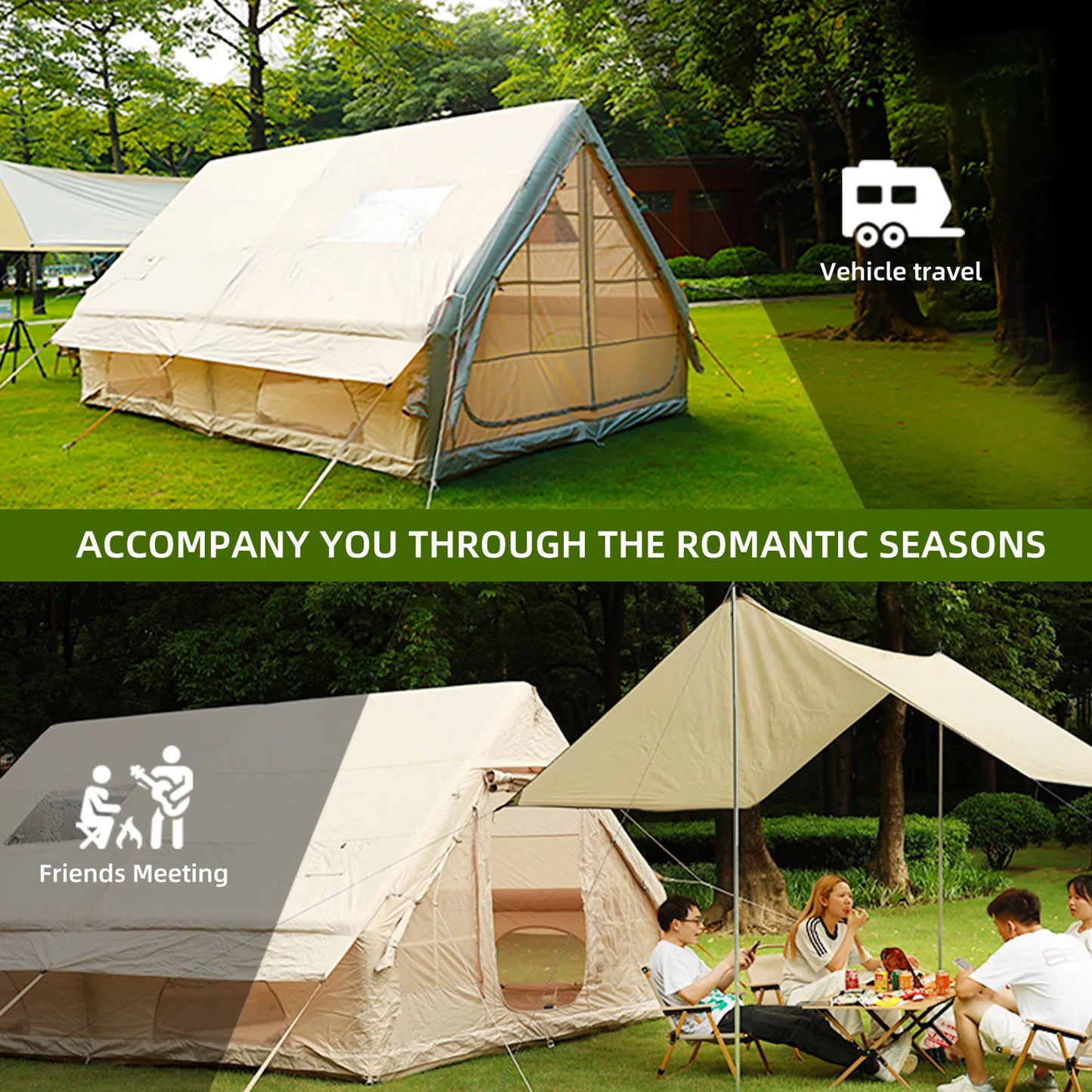 Spacious Inflatable Camping Tent – Quick Setup with Hand Pump, Adventure-Ready Shelter