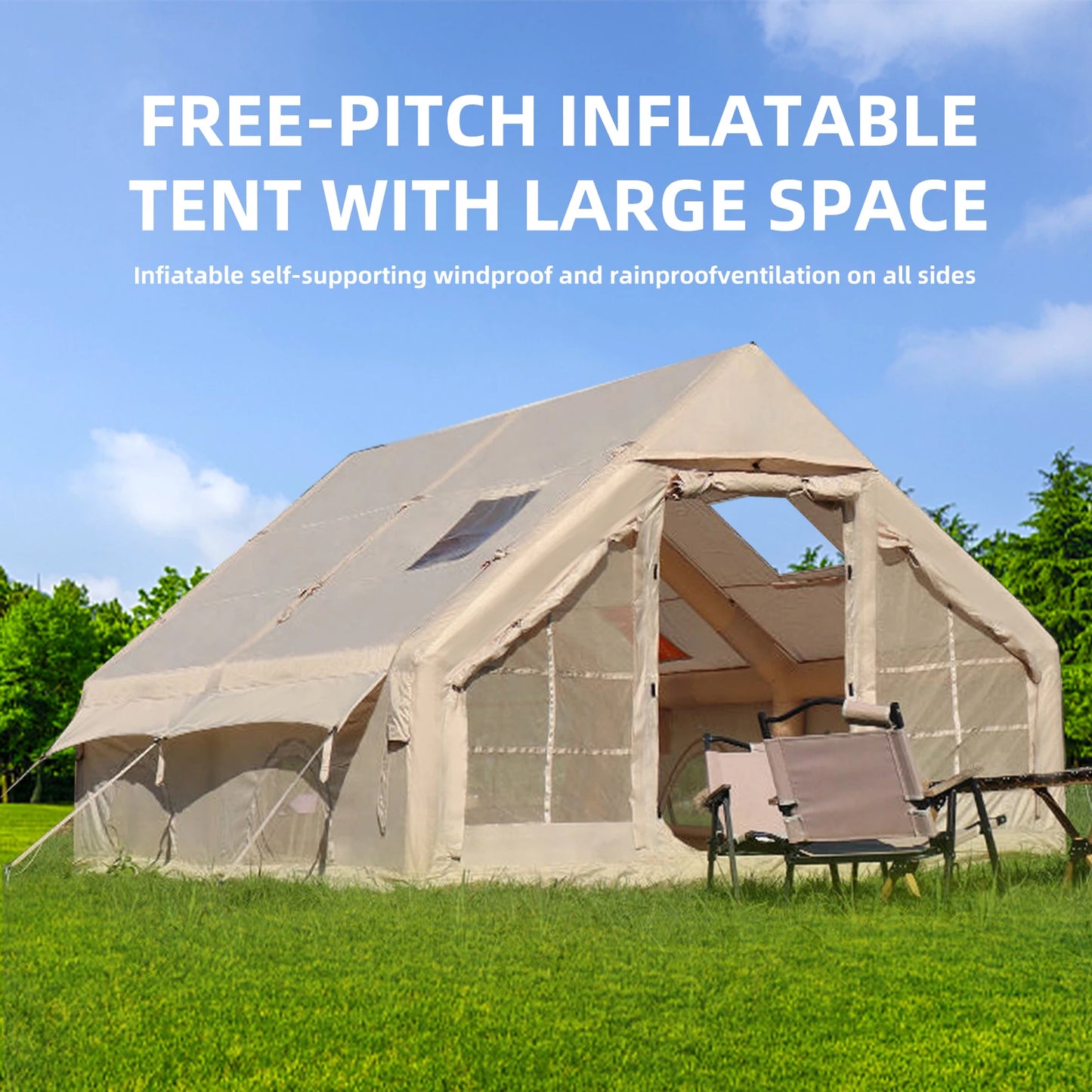Spacious Inflatable Camping Tent – Quick Setup with Hand Pump, Adventure-Ready Shelter